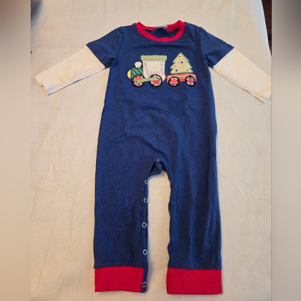 Christmas romper blue and white size 12-18 months.